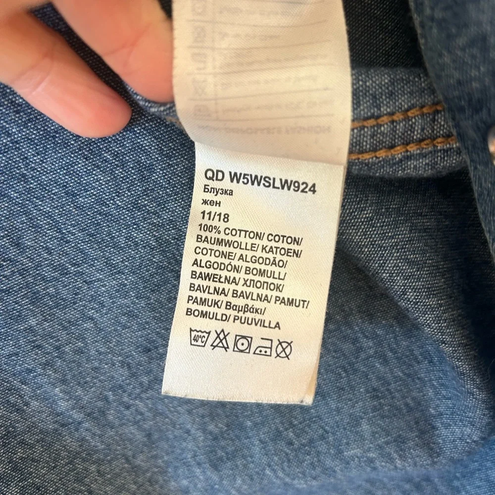 Wrangler Western Blue Denim Snap Cotton Shirt - Picture 4 of 7